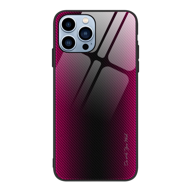 For iPhone 15 Pro Texture Gradient Glass TPU Phone Case(Rose Red) - HoMEdemic™ 