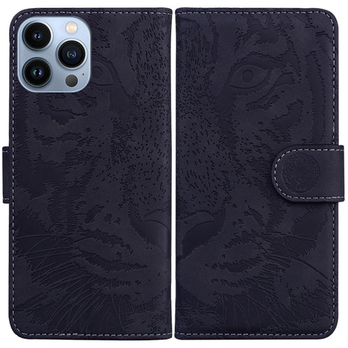 For iPhone 15 Pro Max Tiger Embossing Pattern Leather Phone Case(Black) - HoMEdemic™ 