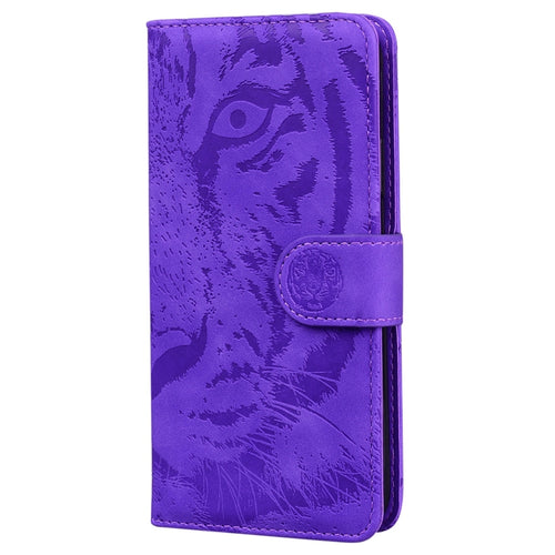 For iPhone 15 Pro Max Tiger Embossing Pattern Leather Phone Case(Purple) - HoMEdemic™ 