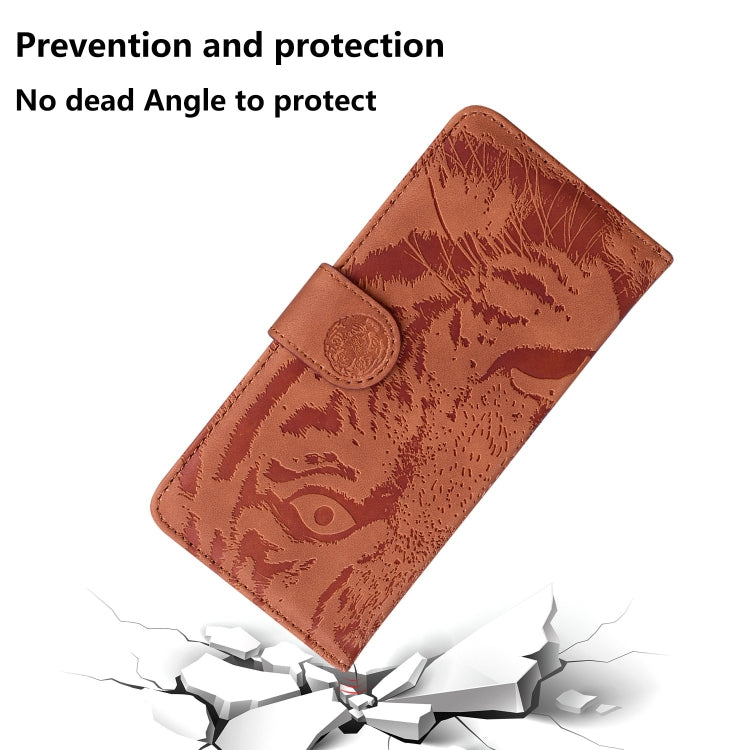 For iPhone 15 Pro Tiger Embossing Pattern Leather Phone Case(Brown) - HoMEdemic™ 