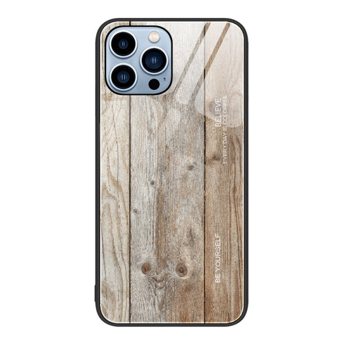 For iPhone 15 Pro Max Wood Grain Glass Phone Case(Grey) - HoMEdemic™ 