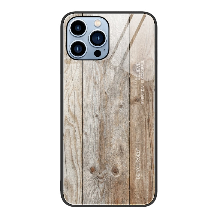 For iPhone 15 Pro Wood Grain Glass Phone Case(Grey) - HoMEdemic™ 