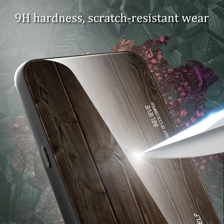 For iPhone 15 Pro Wood Grain Glass Phone Case(Black) - HoMEdemic™ 