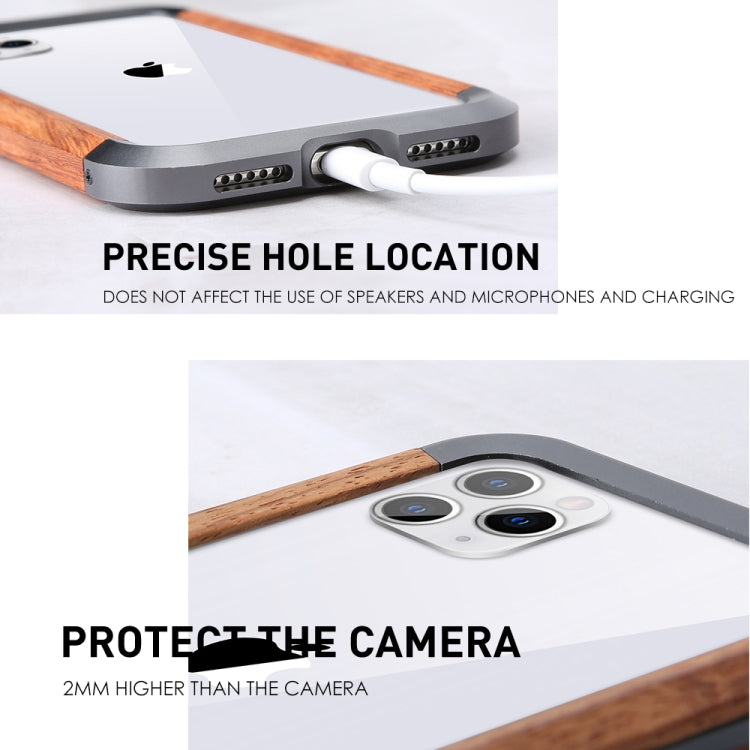 For iPhone 11 Pro R-JUST Metal + Wood Frame Protective Case - HoMEdemic™ 