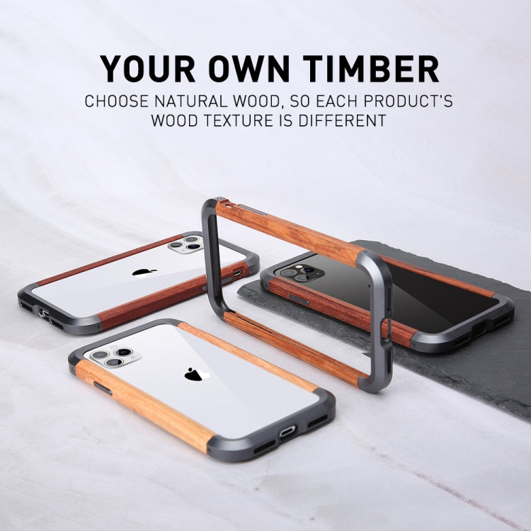 For iPhone 11 Pro R-JUST Metal + Wood Frame Protective Case - HoMEdemic™ 