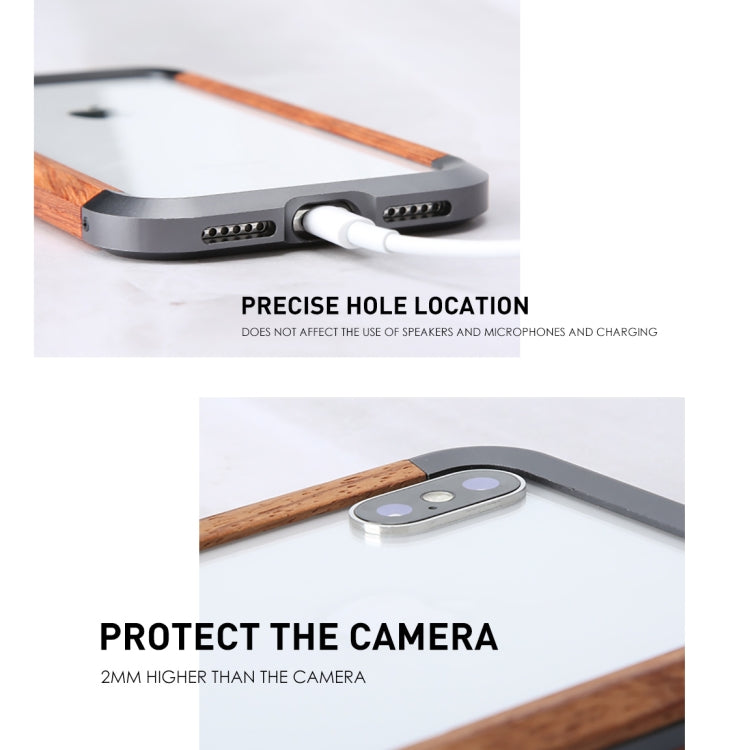 For iPhone XR R-JUST Metal + Wood Frame Protective Case - HoMEdemic™ 