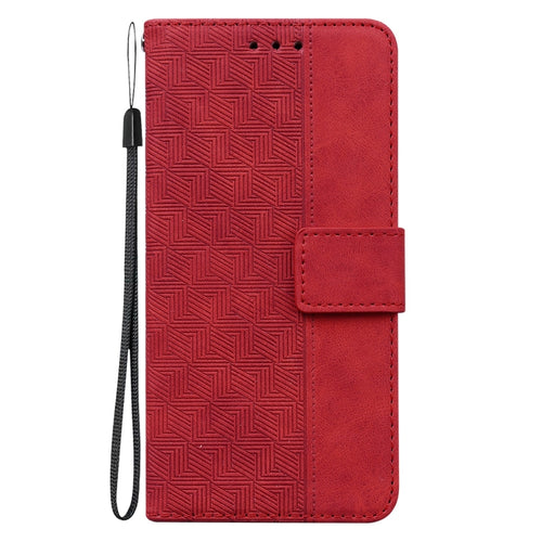 For iPhone 15 Pro Max Geometric Embossed Leather Phone Case(Red) - HoMEdemic™ 