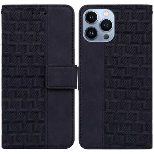 For iPhone 15 Pro Max Geometric Embossed Leather Phone Case(Black) - HoMEdemic™ 