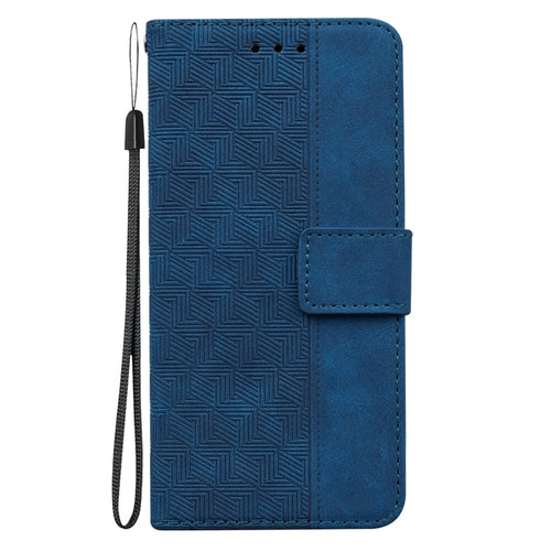 For iPhone 15 Pro Max Geometric Embossed Leather Phone Case(Blue) - HoMEdemic™ 