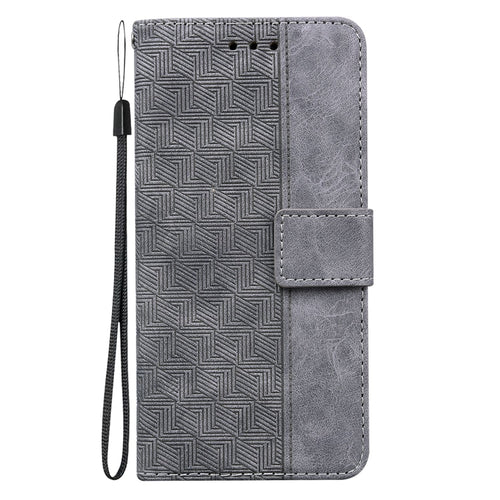 For iPhone 15 Pro Max Geometric Embossed Leather Phone Case(Grey) - HoMEdemic™ 