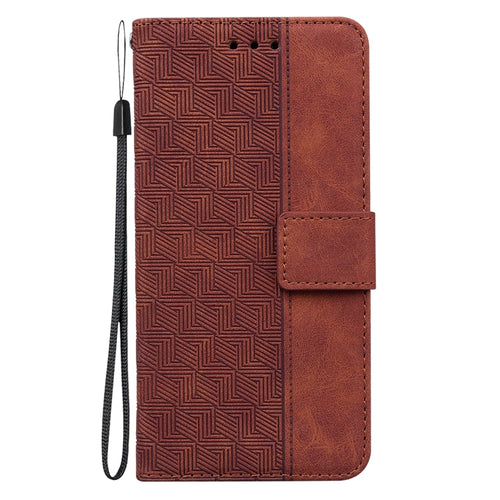 For iPhone 15 Pro Max Geometric Embossed Leather Phone Case(Brown) - HoMEdemic™ 