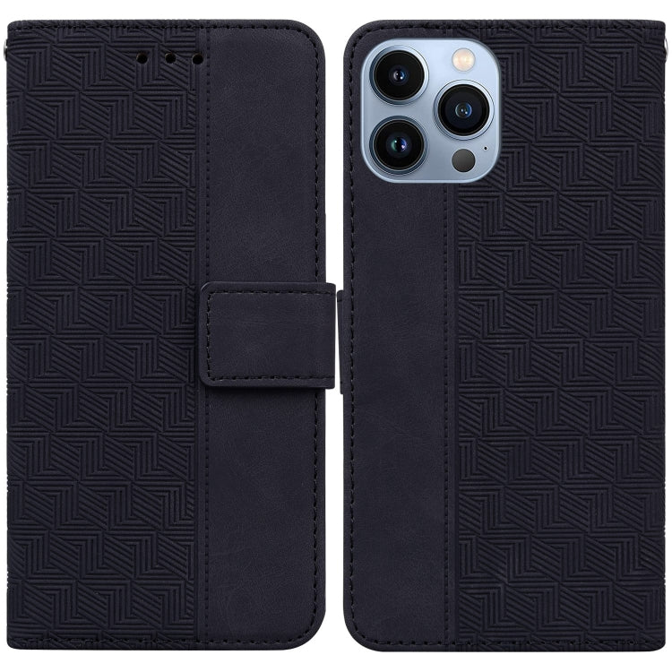 For iPhone 15 Pro Geometric Embossed Leather Phone Case(Black) - HoMEdemic™ 