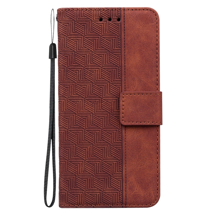 For iPhone 15 Pro Geometric Embossed Leather Phone Case(Brown) - HoMEdemic™ 