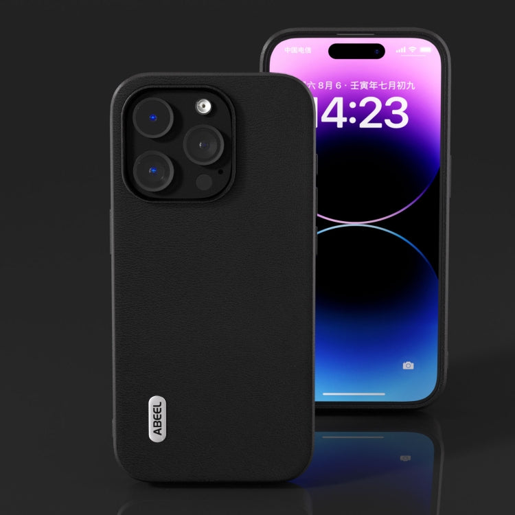 For iPhone 15 Pro ABEEL Haze Texture PU Phone Case(Black) - HoMEdemic™ 
