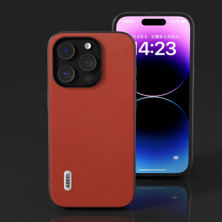For iPhone 15 Pro ABEEL Haze Texture PU Phone Case(Red) - HoMEdemic™ 
