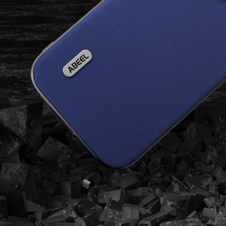 For iPhone 15 Pro ABEEL Haze Texture PU Phone Case(Dark Blue) - HoMEdemic™ 