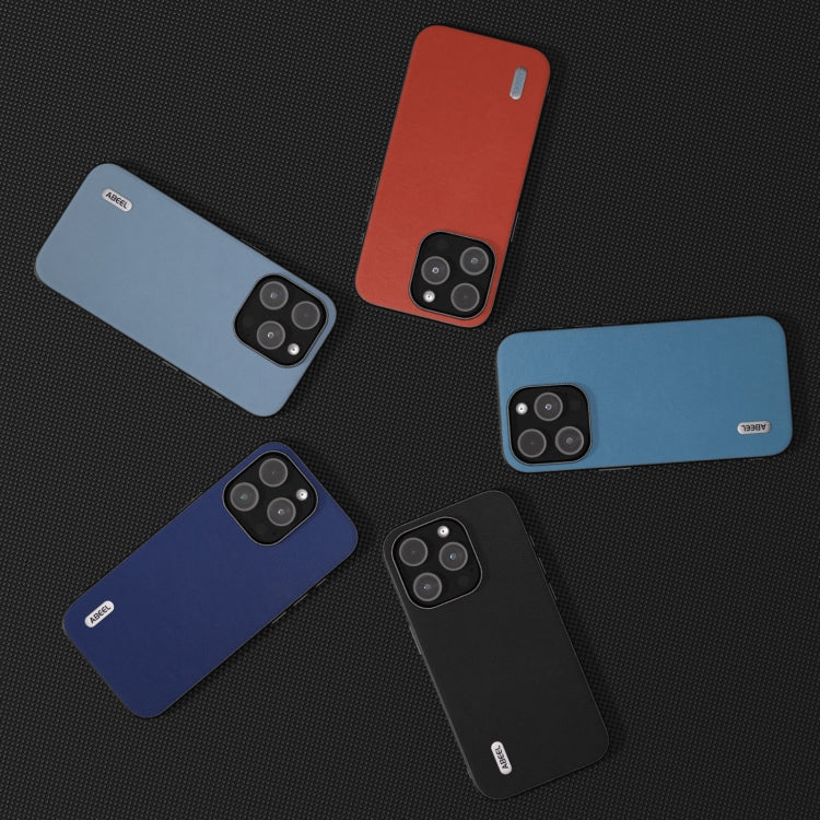 For iPhone 15 Pro ABEEL Haze Texture PU Phone Case(Dark Blue) - HoMEdemic™ 