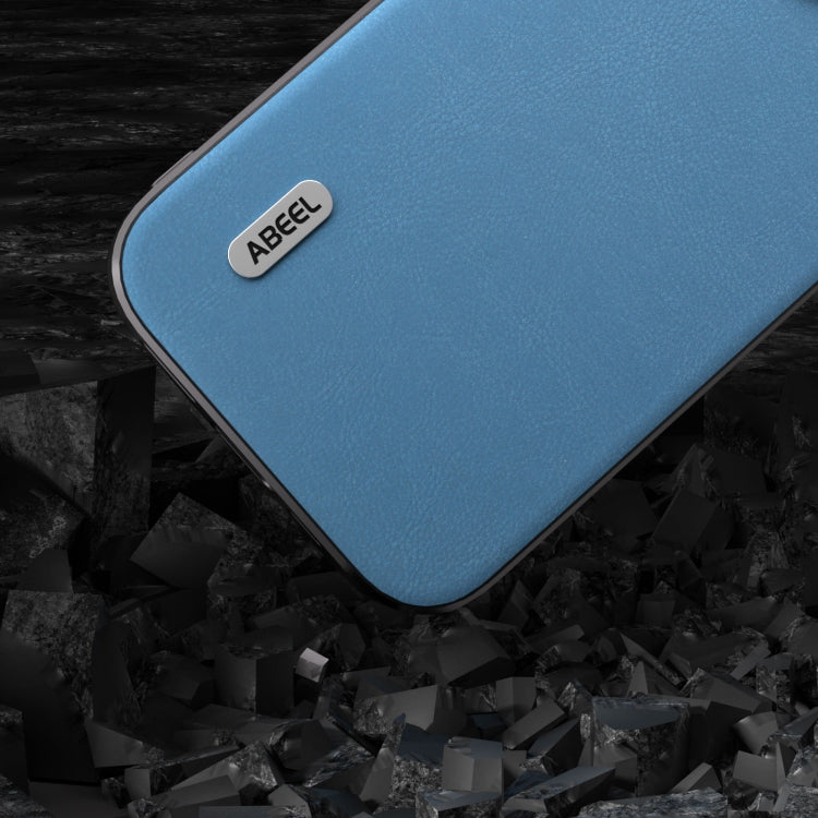 For iPhone 15 Pro ABEEL Haze Texture PU Phone Case(Sky Blue) - HoMEdemic™ 
