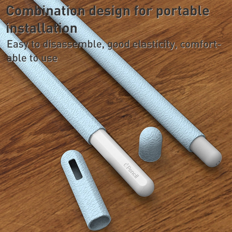 For Apple Pencil 1 LOVE MEI Frosted Leather Texture Silicone Protective Pen Case(Blue) - HoMEdemic™ 