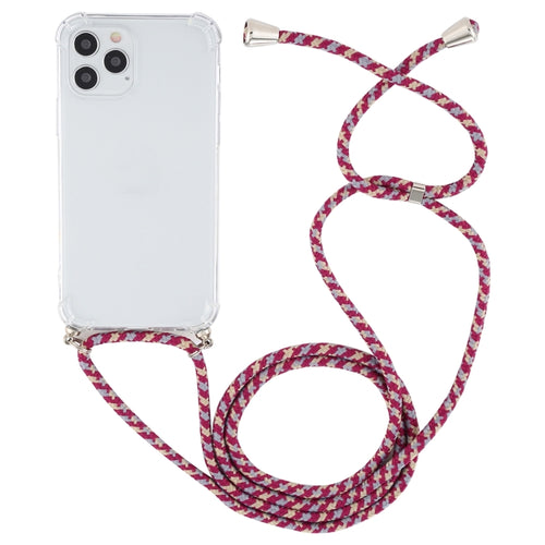 For iPhone 15 Pro Max Four-Corner Shockproof Transparent TPU Case with Lanyard(Red Grey Yellow) - HoMEdemic™ 