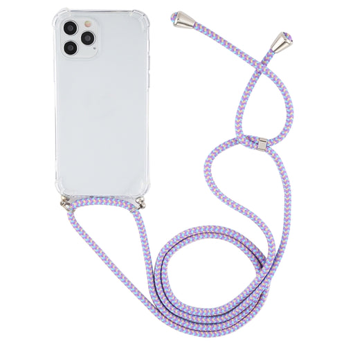 For iPhone 15 Pro Max Four-Corner Shockproof Transparent TPU Case with Lanyard(Purple Blue Yellow) - HoMEdemic™ 