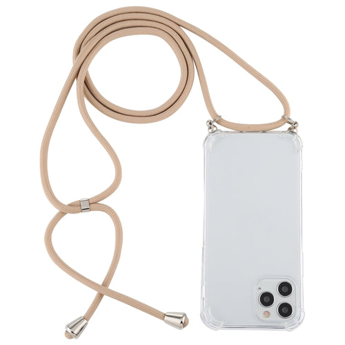 For iPhone 15 Pro Max Four-Corner Shockproof Transparent TPU Case with Lanyard(Gold) - HoMEdemic™ 