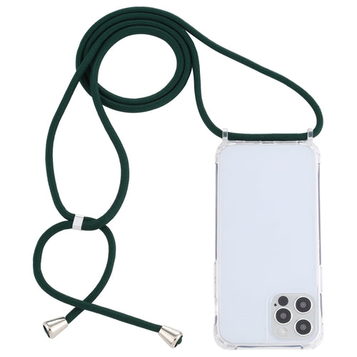 For iPhone 15 Pro Max Transparent Acrylic Airbag Shockproof Phone Protective Case with Lanyard(Dark Green) - HoMEdemic™ 