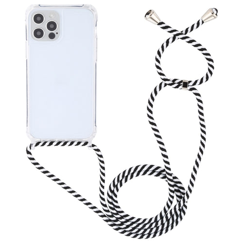 For iPhone 15 Pro Max Transparent Acrylic Airbag Shockproof Phone Protective Case with Lanyard(Zebra) - HoMEdemic™ 