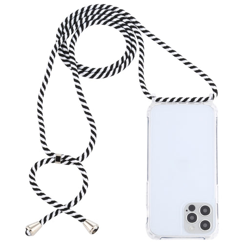 For iPhone 15 Pro Max Transparent Acrylic Airbag Shockproof Phone Protective Case with Lanyard(Zebra) - HoMEdemic™ 