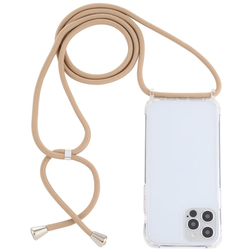 For iPhone 15 Pro Max Transparent Acrylic Airbag Shockproof Phone Protective Case with Lanyard(Camel) - HoMEdemic™ 