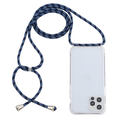 For iPhone 15 Pro Max Transparent Acrylic Airbag Shockproof Phone Protective Case with Lanyard(Gradient Blue) - HoMEdemic™ 