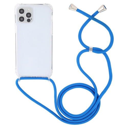 For iPhone 15 Pro Max Transparent Acrylic Airbag Shockproof Phone Protective Case with Lanyard(Blue) - HoMEdemic™ 