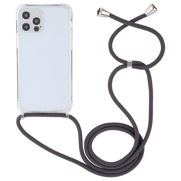 For iPhone 15 Pro Transparent Acrylic Airbag Shockproof Phone Protective Case with Lanyard(Dark Grey) - HoMEdemic™ 