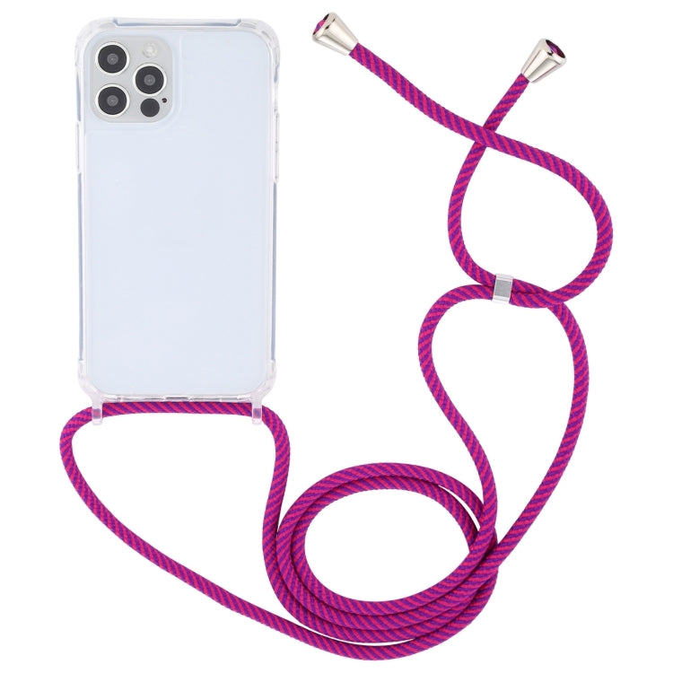 For iPhone 15 Pro Transparent Acrylic Airbag Shockproof Phone Protective Case with Lanyard(Rose Purple) - HoMEdemic™ 