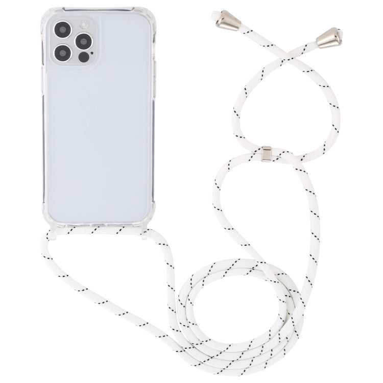 For iPhone 15 Pro Transparent Acrylic Airbag Shockproof Phone Protective Case with Lanyard(White Grey Fine Lines) - HoMEdemic™ 