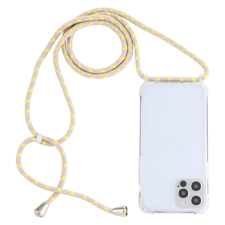 For iPhone 15 Pro Transparent Acrylic Airbag Shockproof Phone Protective Case with Lanyard(Yellow Pink Grey) - HoMEdemic™ 