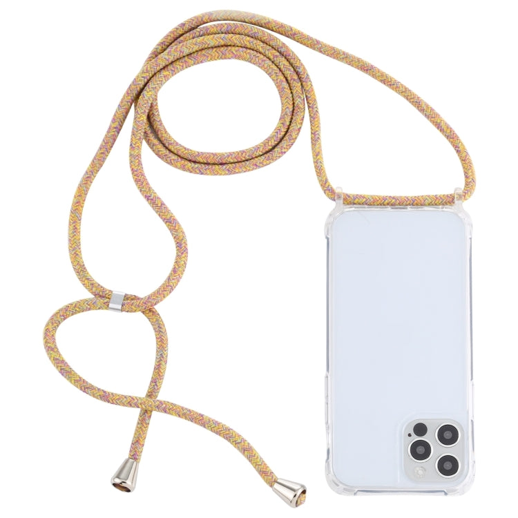 For iPhone 15 Pro Transparent Acrylic Airbag Shockproof Phone Protective Case with Lanyard(Yellow Rainbow) - HoMEdemic™ 
