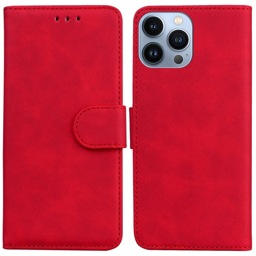 For iPhone 15 Pro Max Skin Feel Pure Color Flip Leather Phone Case(Red) - HoMEdemic™ 