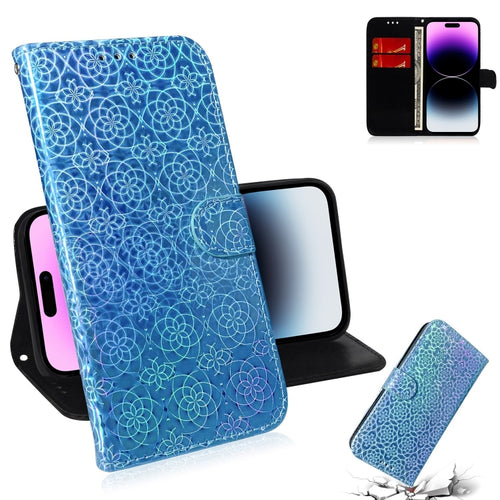 For iPhone 15 Pro Max Colorful Magnetic Buckle Leather Phone Case(Blue) - HoMEdemic™ 