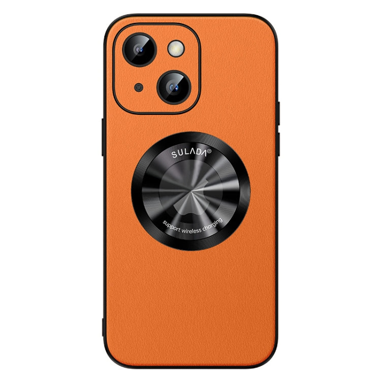 For iPhone 15 SULADA Microfiber Leather MagSafe Magnetic Phone Case(Orange) - HoMEdemic™ 