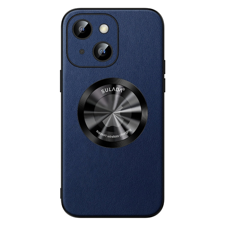 For iPhone 14 SULADA Microfiber Leather MagSafe Magnetic Phone Case(Blue) - HoMEdemic™ 