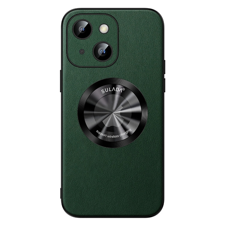 For iPhone 14 SULADA Microfiber Leather MagSafe Magnetic Phone Case(Green) - HoMEdemic™ 