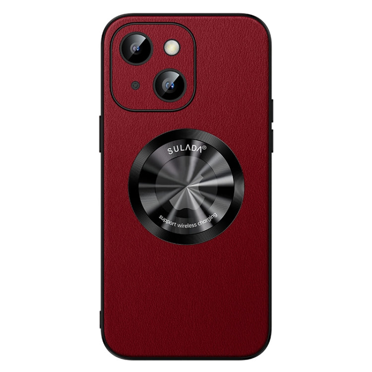 For iPhone 14 SULADA Microfiber Leather MagSafe Magnetic Phone Case(Red) - HoMEdemic™ 
