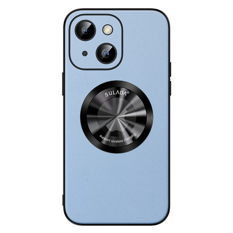 For iPhone 14 SULADA Microfiber Leather MagSafe Magnetic Phone Case(Sierra Blue) - HoMEdemic™ 