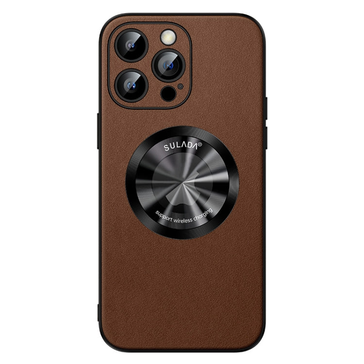 For iPhone 14 Pro SULADA Microfiber Leather MagSafe Magnetic Phone Case(Brown) - HoMEdemic™ 