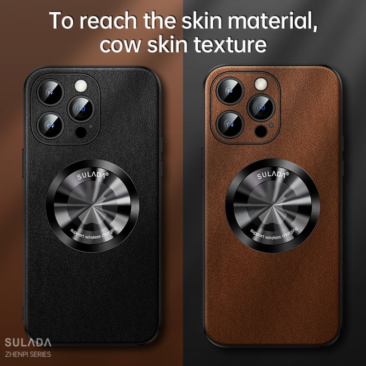 For iPhone 15 SULADA Microfiber Leather MagSafe Magnetic Phone Case(Brown) - HoMEdemic™ 