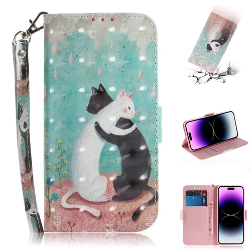 For iPhone 15 Pro Max 3D Colored Horizontal Flip Leather Phone Case(Black White Cat) - HoMEdemic™ 