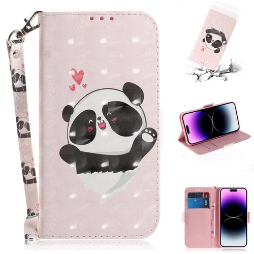 For iPhone 15 Pro Max 3D Colored Horizontal Flip Leather Phone Case(Heart Panda) - HoMEdemic™ 