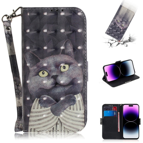 For iPhone 15 Pro Max 3D Colored Horizontal Flip Leather Phone Case(Hug Cat) - HoMEdemic™ 