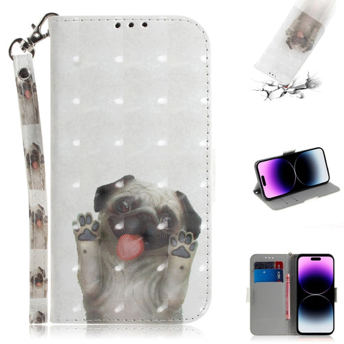 For iPhone 15 Pro Max 3D Colored Horizontal Flip Leather Phone Case(Pug) - HoMEdemic™ 